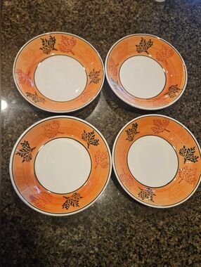 Orange Leaf Pasta Bowls- Set of 4